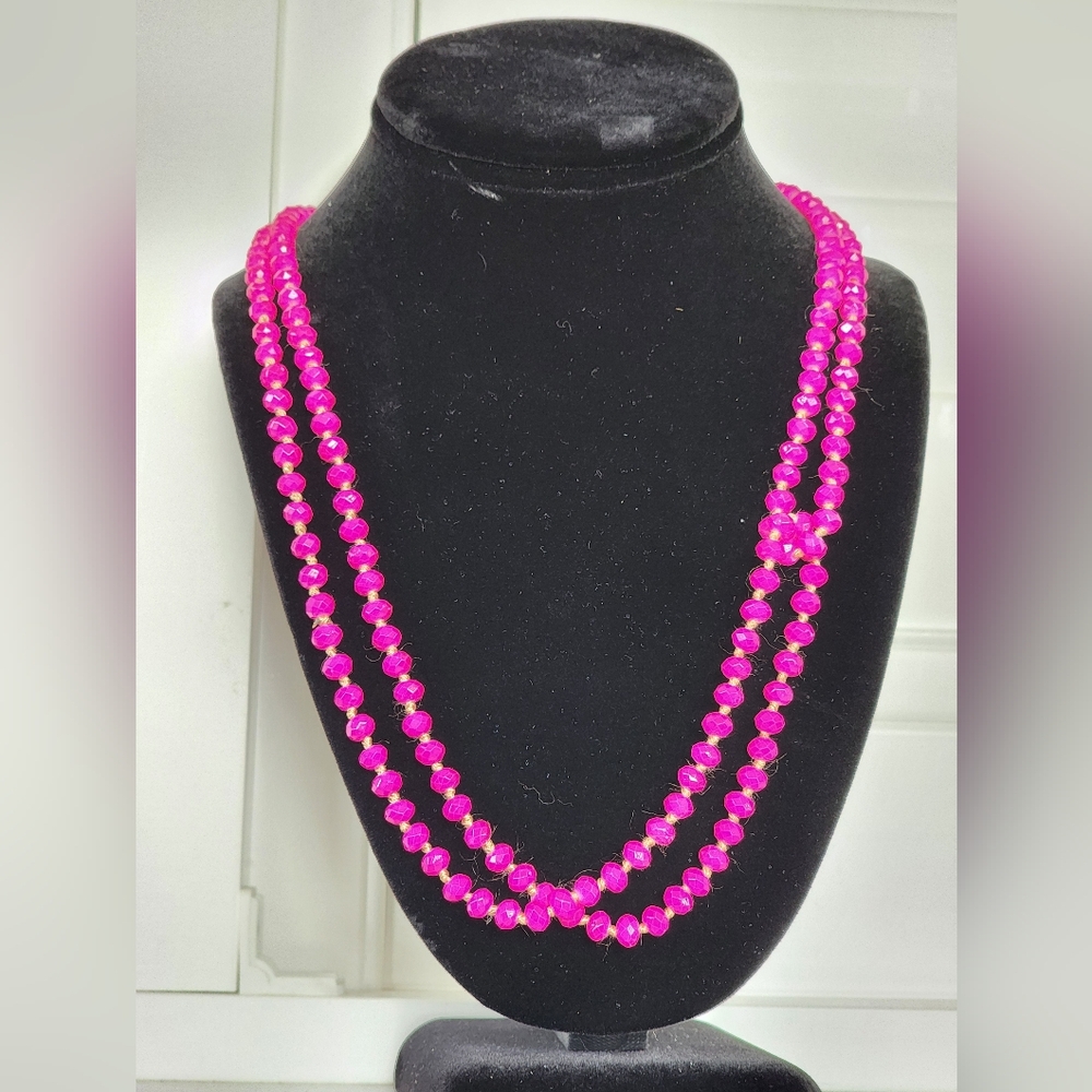 Hot Pink Beaded Necklace